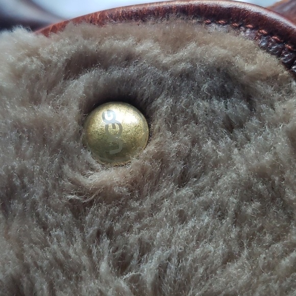 UGG AUSTRALIA "LYNNEA" BROWN LEATHER SHEARLING LINING WOOD CLOG BOOTS size5 - Picture 5 of 16